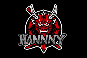 design unique hannya katana logo with new creative concepts