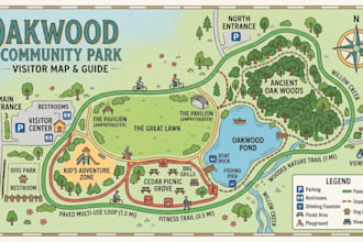design custom hiking maps, trail maps, park maps, and outdoor adventure guides