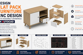 design flat pack furniture cnc design with assembly drawings in autocad