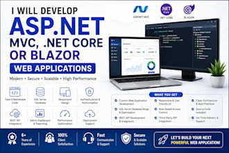 asp net mvc, dot net core, blazor web application with sql server