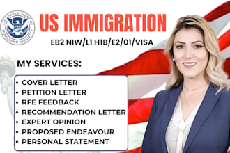 write eb2 niw, e2 business plan, petition letter, rfe response, eb1a, l1a visa
