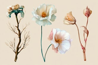 create a botanical illustration in the traditional watercolor technique