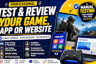 test and review your game, app, product, website professionally to boost brands
