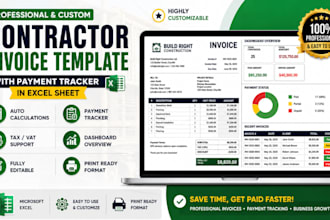 design contractor invoice template with payment tracker in excel sheet
