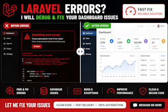 fix laravel bugs, errors, and database issues