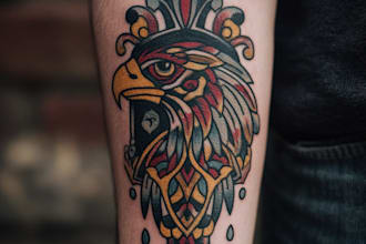 create an amazing american traditional tattoo design