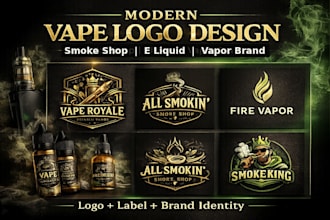 design a modern vape shop smoke shop logo and label