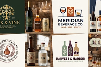 do a wine, beer, and spirits logo with full branding