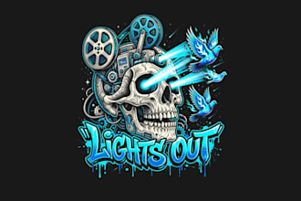 design high quality skull t shirt logo design with unlimited revision