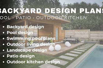 backyard swimming pool design with patio pergola gazebo and outdoor kitchen plan