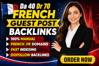 provide high authority da40 dr70 seo french backlinks