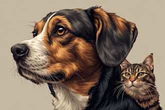 custom pet portrait dog portrait cat portrait unique pet portrait gift ideas