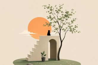 create custom flat illustrations and detailed scene artwork