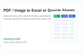 convert PDF or image data into excel or google sheets