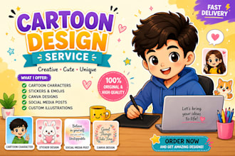 creat cute cartoon charachter cute avaters and stickers