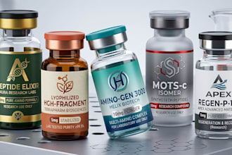 design vial, peptide, pharma, supplement and product label