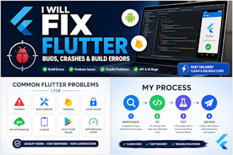 fix flutter bugs, crashes, build errors and firebase issues