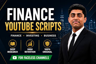 write engaging finance youtube scripts for faceless channel