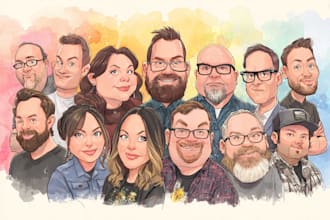 illustrate a funny caricature portrait from photos