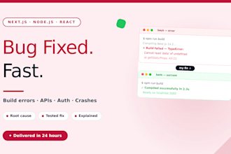 fix your nextjs, nodejs and react bugs and errors fast
