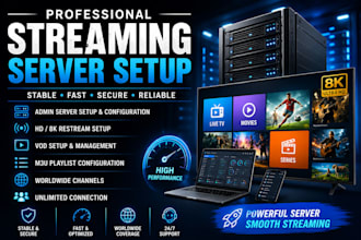 do admin server, hd 8k restream, vod, worldwide channels, unlimited connection