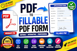 convert PDF to fillable PDF form, editable adobe acrobat form with calculations
