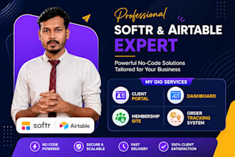 create a custom softr airtable business dashboard, client portal, and CRM