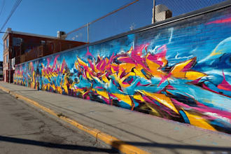 paint real graffiti art on the street wall