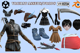create custom vrchat assets, outfits, weapons accessories, items, vrc props