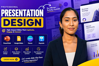 redesign or design powerpoint presentation, google slides, canva slide deck