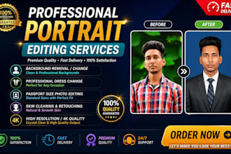 creat passport photo and enhance the photo,remove background