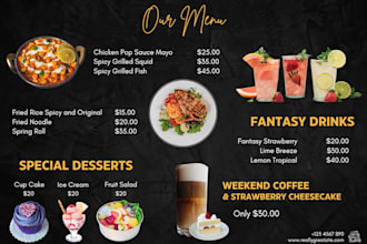 create menu card, café menu, bar menu