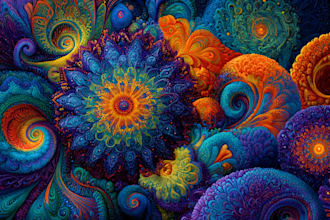 create colorful psychedelic and trippy style illustration