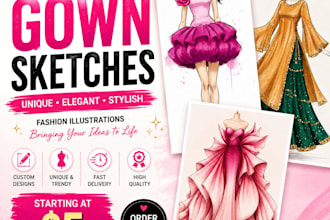 draw custom gown sketches