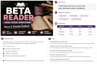 beta read your novel and give detailed reader feedback