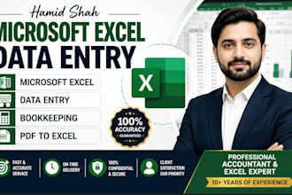 do microsoft excel data entry, bookkeeping and PDF to excel conversion