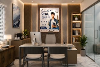 design modern interior, office, shop, restaurant and cafe in sketchup