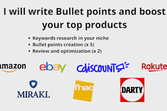write the bullet points of your products