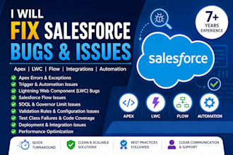 fix salesforce apex, flow, lwc and automation issues