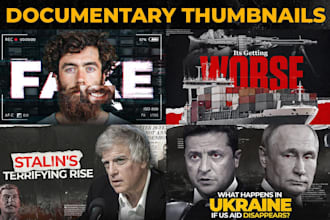 design cinematic thumbnails for documentary, vlog channel