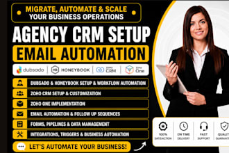 setup dubsado honeybook zoho crm agency consultation zoho one email automation