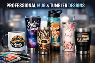 do professional mug design paper cup tumbler design drink ware design for pod