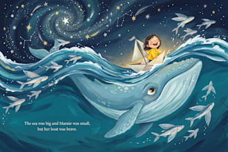 do children story book illustration, kids books, book illustration with ai