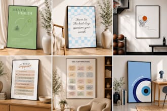 design typography printable wall art, poster and digital gallery wall art set