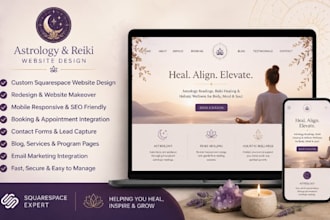 redesign build squarespace astrology website holistic website reiki healing site