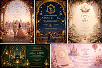 design luxury ai wedding invitation card and animated video