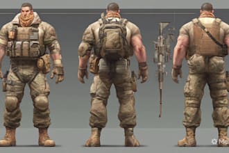 draw 2d game art military character design