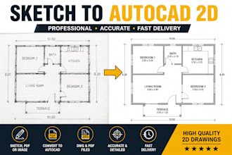 convert your sketch into a professional autocad dwg drawing
