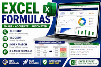 create excel formulas, xlookup, index match, if, and automate spreadsheet