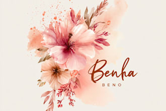 design watercolor logo feminine boho custom styles